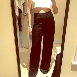 Zara high waisted black satin trouser size xs
