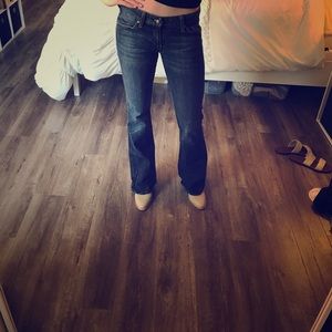 Low rise slight flare jean