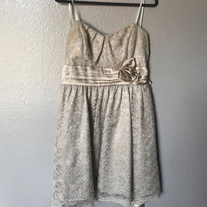 Junior Prom Dress - Tan Lace