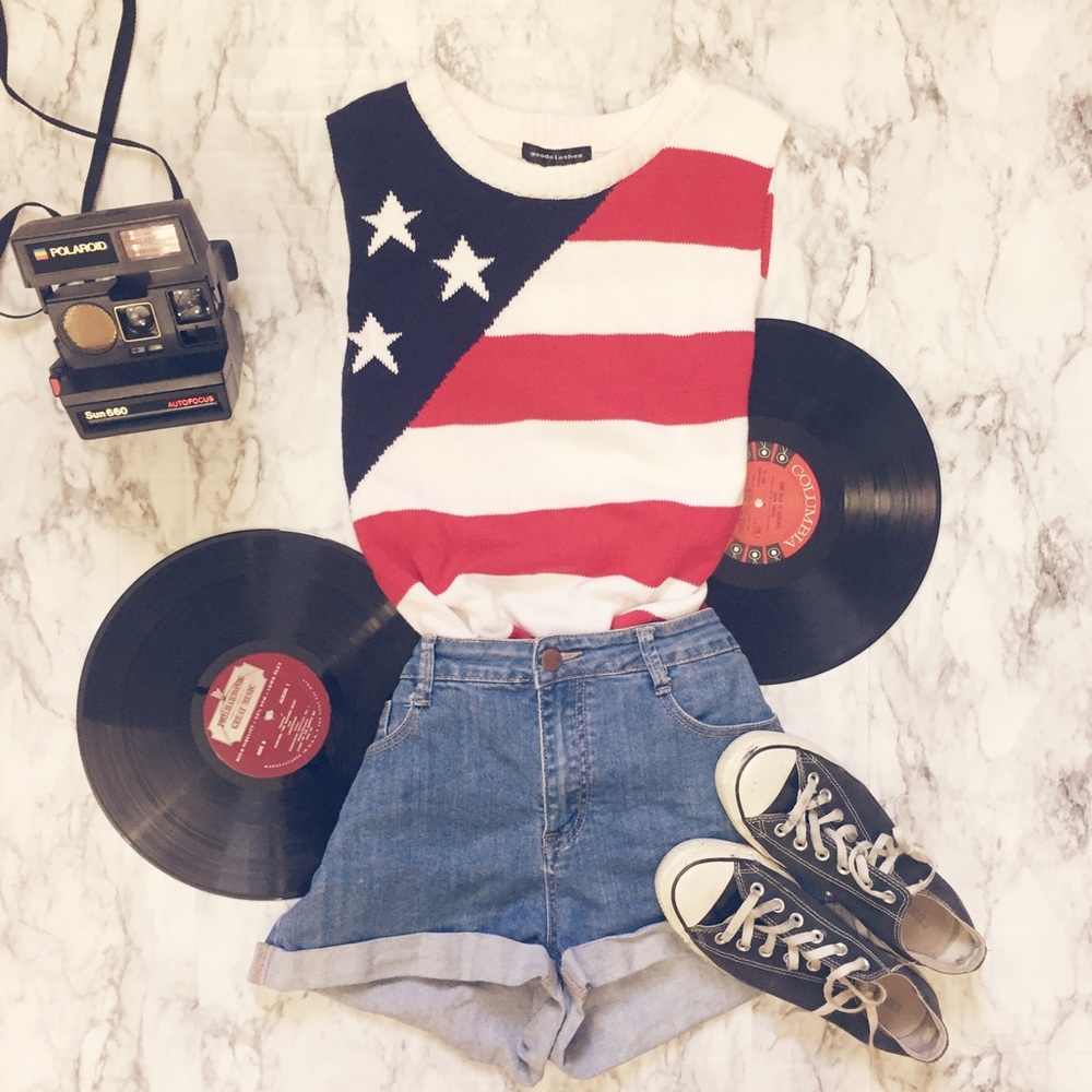 American Flag Knit Sleeveless Shirt