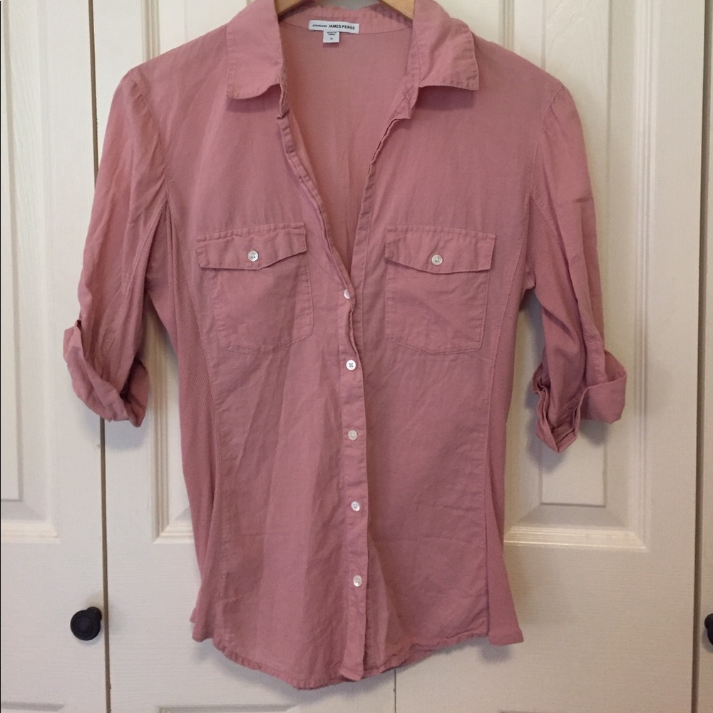 James Perse 3/4 Blush Pink Button Down