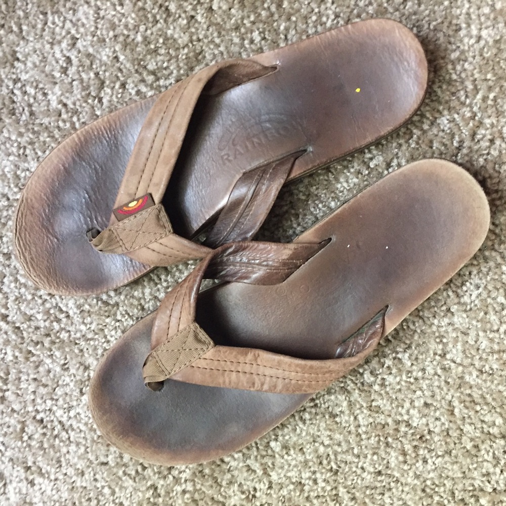 Brown Leather Rainbows Flip-Flop Sandals