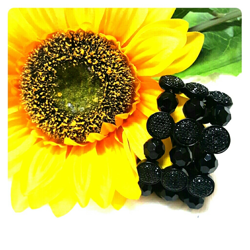 3 strand 2 tone black fashion bracelet