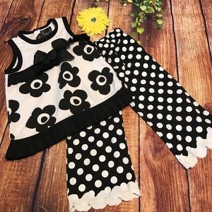 Girl's 12-18 Months Black and White Mud Pie Outfit