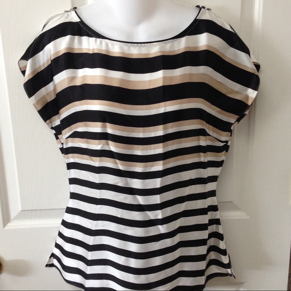 WHBM White House Black Market Silk Cap Sleeve S