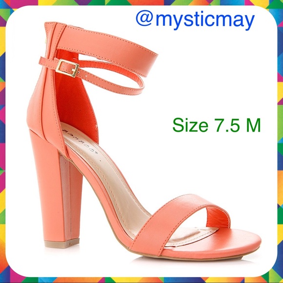 Bamboo Shoes - New BAMBOO Melon Pink Double Strap Sandal Heels