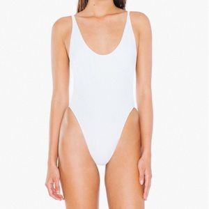 White Nylon Tricot High-Cut One-Piece Bathing Suit