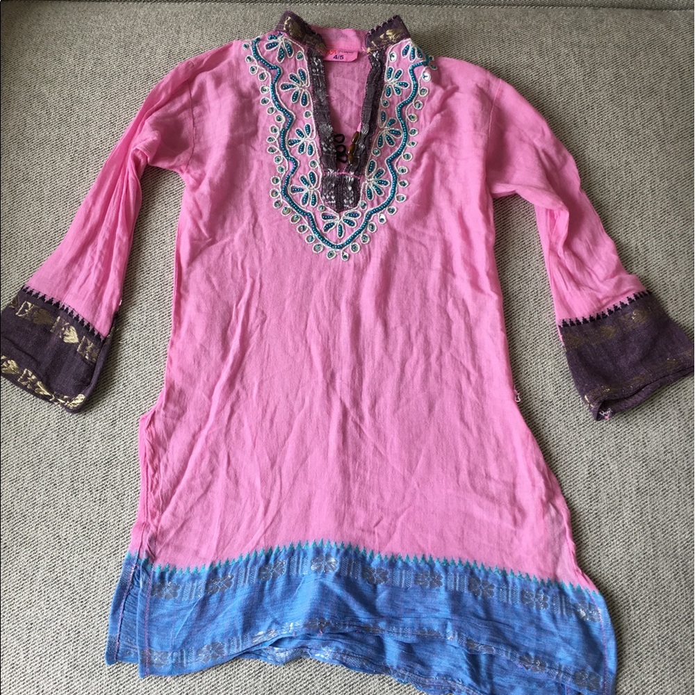 Beautiful Indian cotton tunic beading & embroidery
