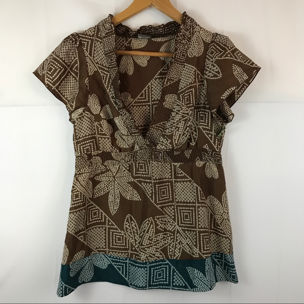 BCBG Maxazria Brown and Teal Top
