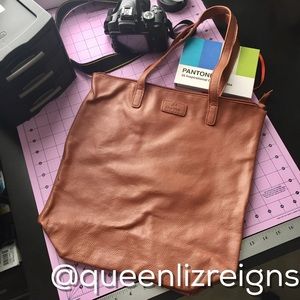 Joy Mangano JM New York Leather Tote in Cognac