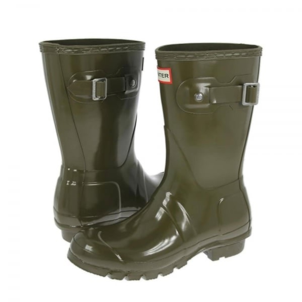 Hunter original gloss short boot in green
