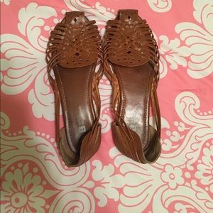Brown woven flats