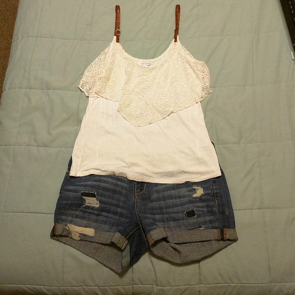 Spaghetti Strap Ivory Blouse Size M