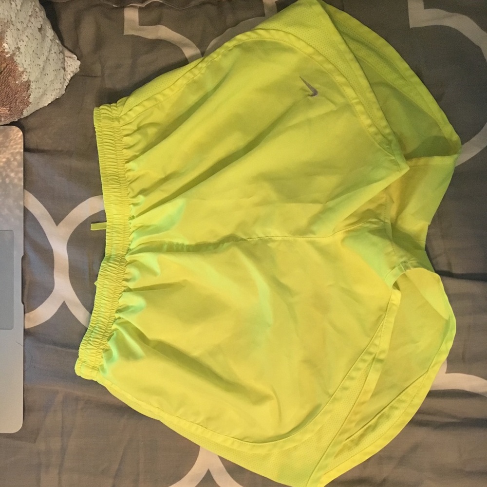 Neon Nike tempo running shorts