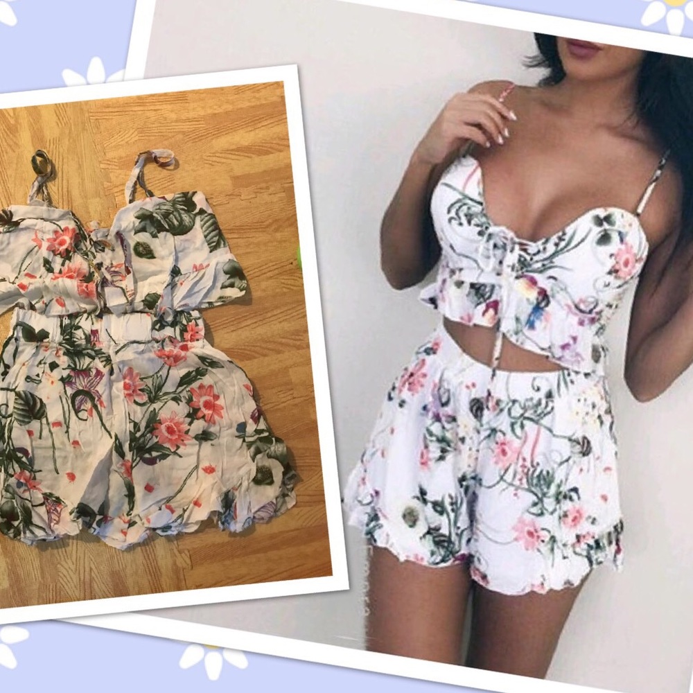 🌸new🌸Floral 2pcs jump suits set