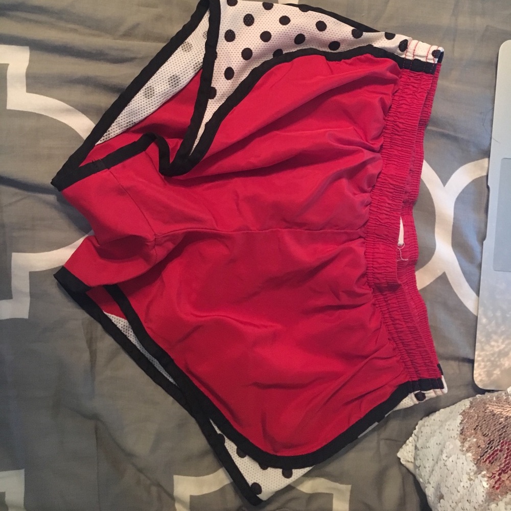 Red running shorts