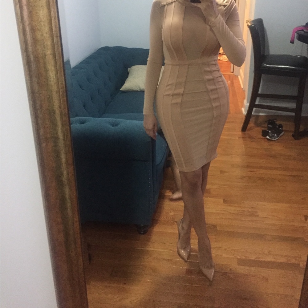 Nude midi dress