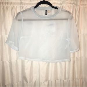 Baby blue sheet chiffon shell tee