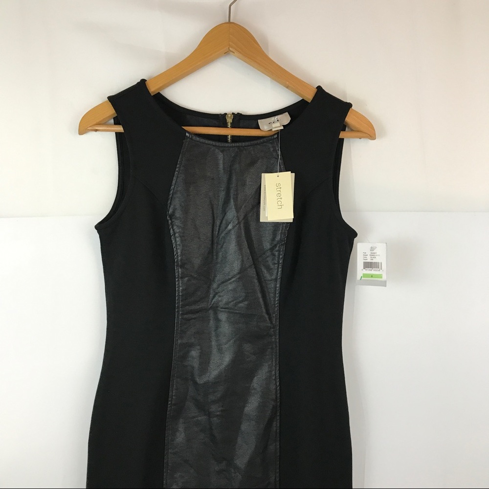 eci New York Leather Zipper Back Dress NWT