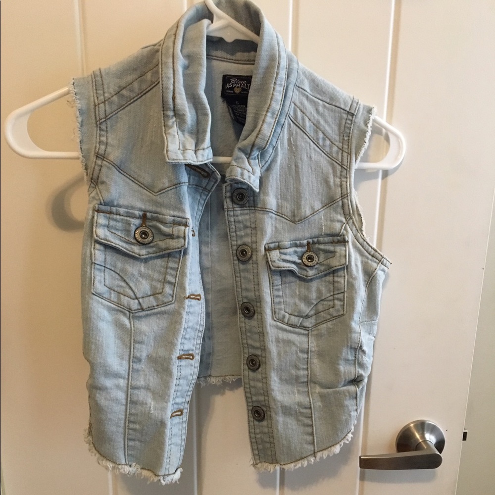 Blue Asphalt Denim Sleeveless Mini Vest