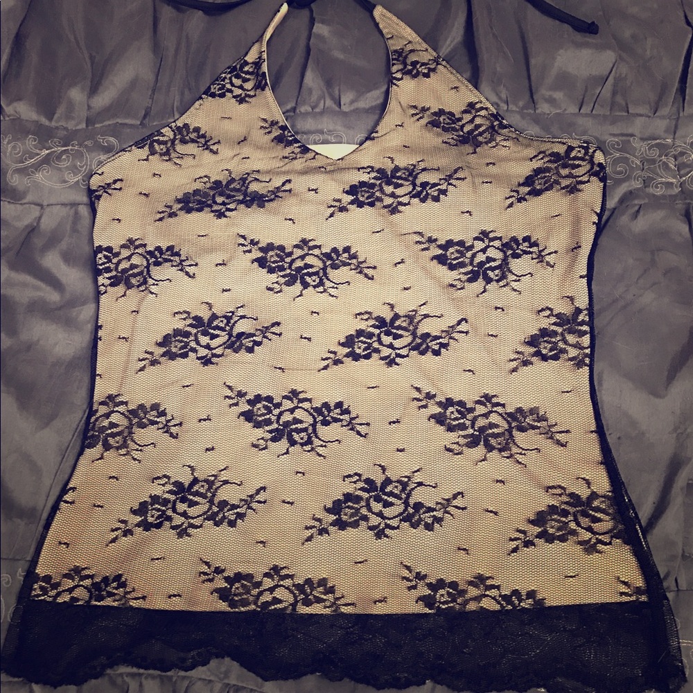 The Limited Small Black lace halter top