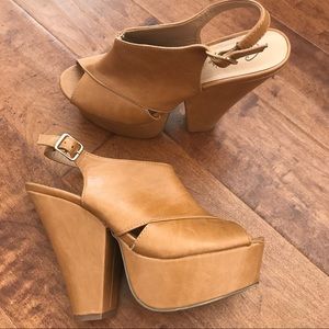Tan Chunky Heels