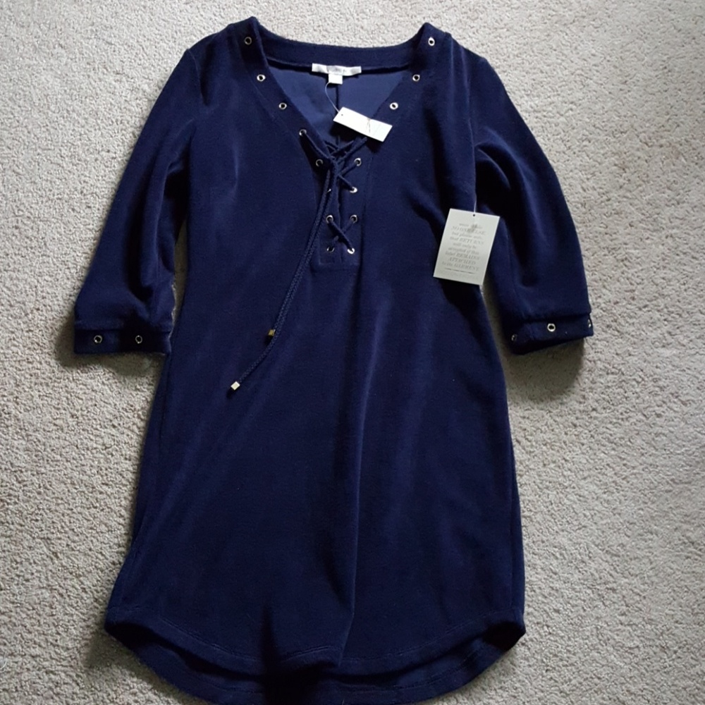 🌻Boston Proper Lace Up Terry Grommet Navy S - Picture 2 of 4