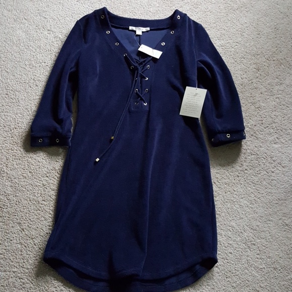 🌻Boston Proper Lace Up Terry Grommet Navy S - Picture 2 of 4