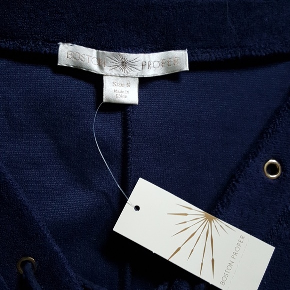 🌻Boston Proper Lace Up Terry Grommet Navy S - Picture 3 of 4