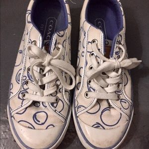 Coach women's 7.5 white and blue sneakers