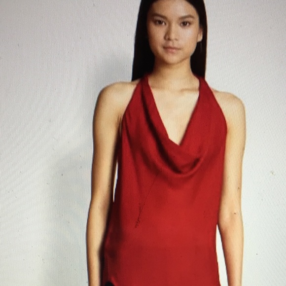 Haute Hippie red back drape chiffon top size L - Picture 1 of 3