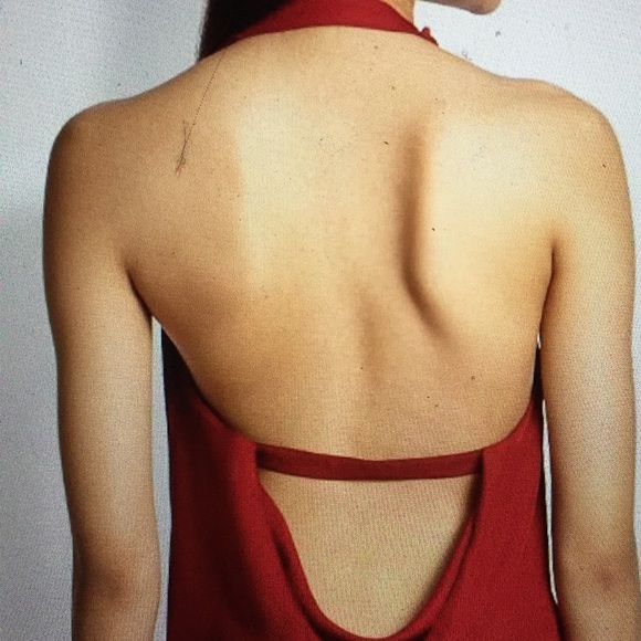 Haute Hippie red back drape chiffon top size L - Picture 2 of 3