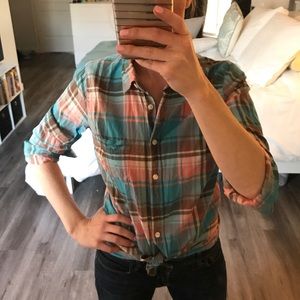 Summer weight plaid button down