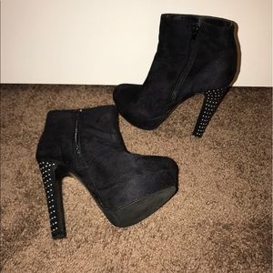 Black suede ankle booties