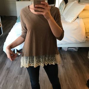 NWT Lace detail cotton tee