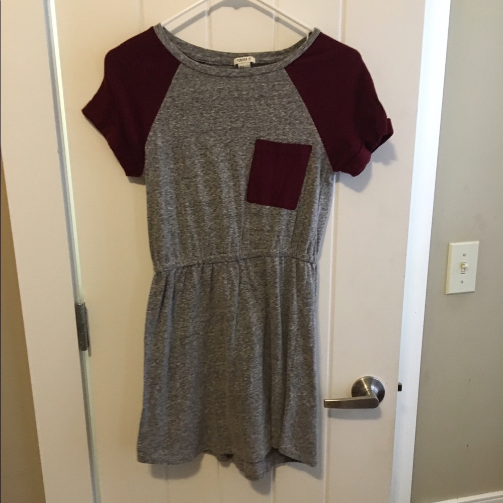 F21 dark red and heather grey dress with pocket