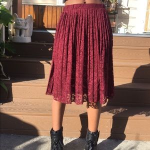 High waisted burgundy/wine colored lace skirt