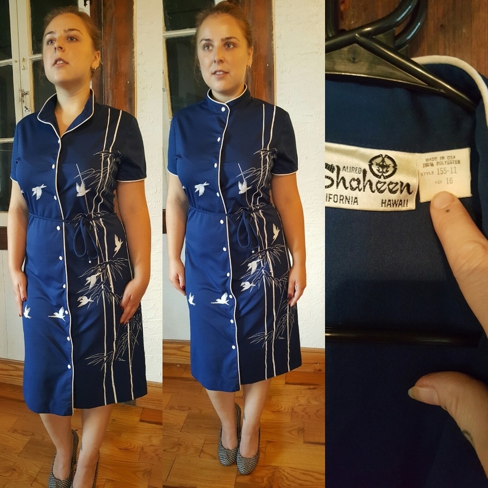 Alfred Shaheen, bamboo and birds midi dress