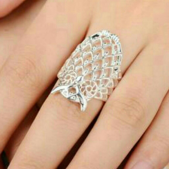 NWT 925 Sterling Silver Filigree Owl Ring - Picture 4 of 5