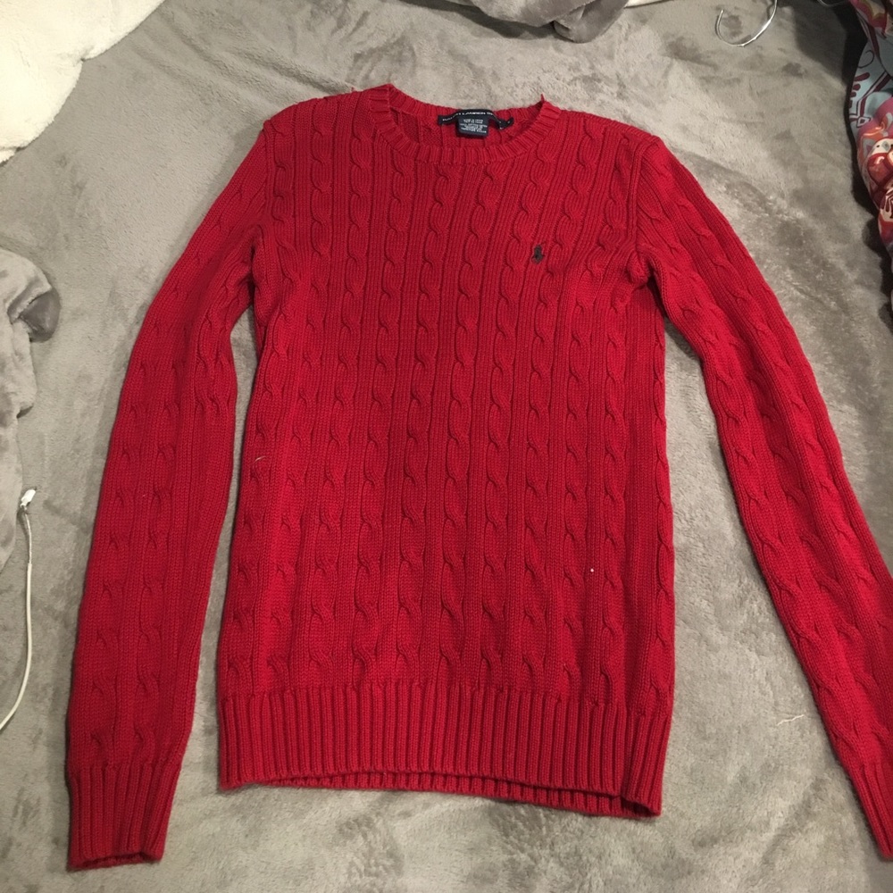 red polo sweater