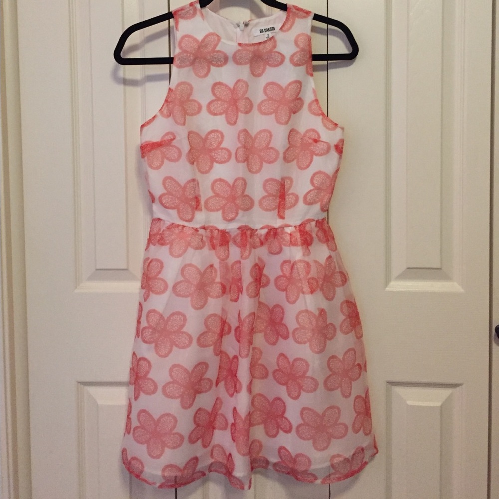 BB Dakota Pink & White Flower Polyester Dress