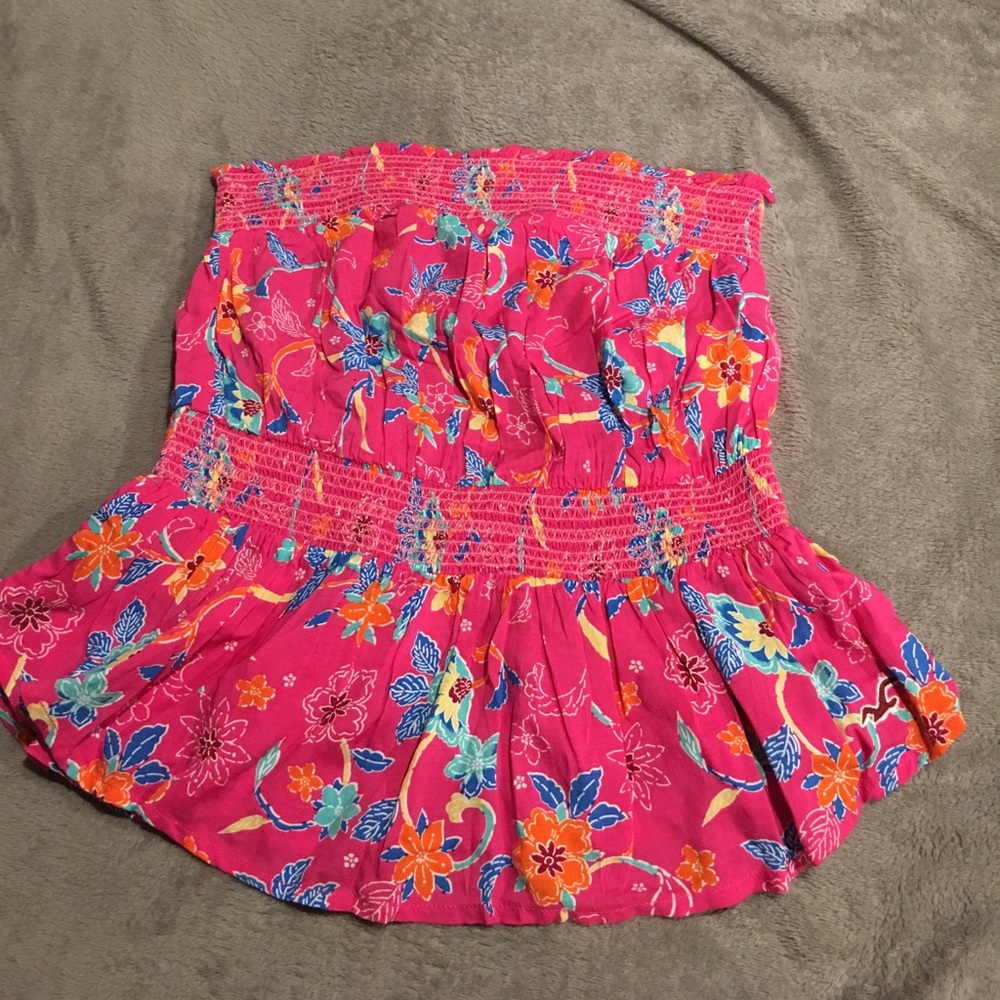 floral strapless top from hollister