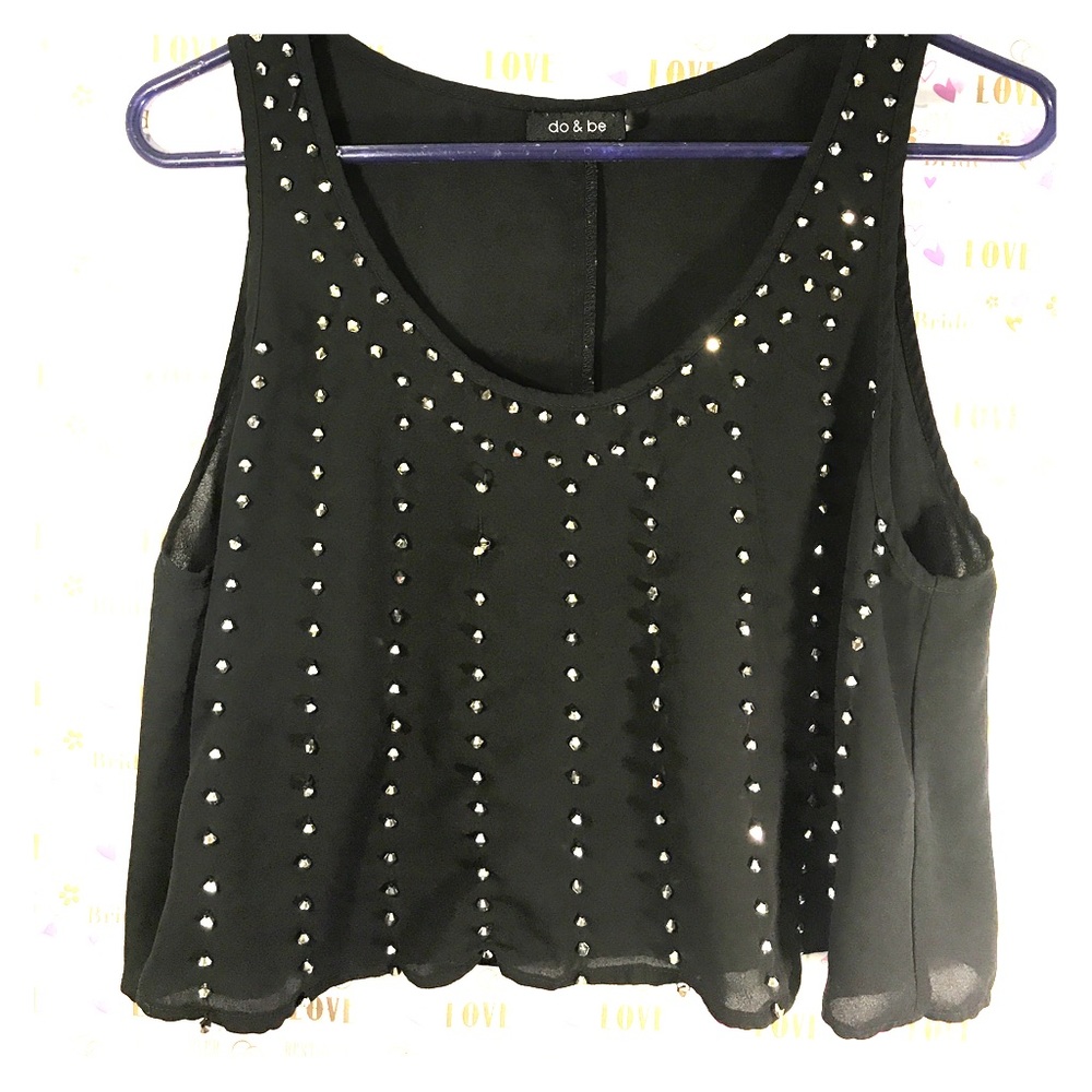 Women's black crop top - Picture 1 of 2