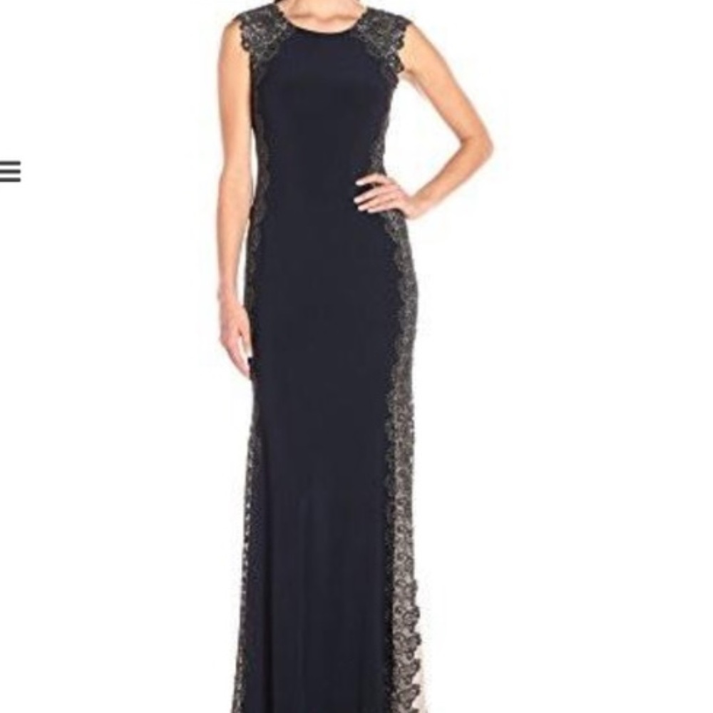 Navy blue & Gold Evening gown