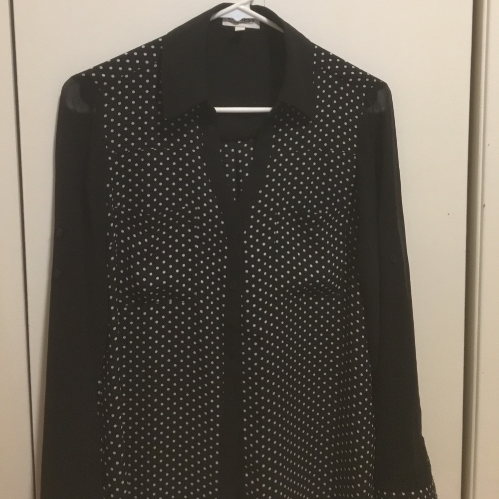 Sheer polka dot portofino blouse