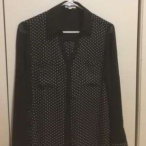 Sheer polka dot portofino blouse