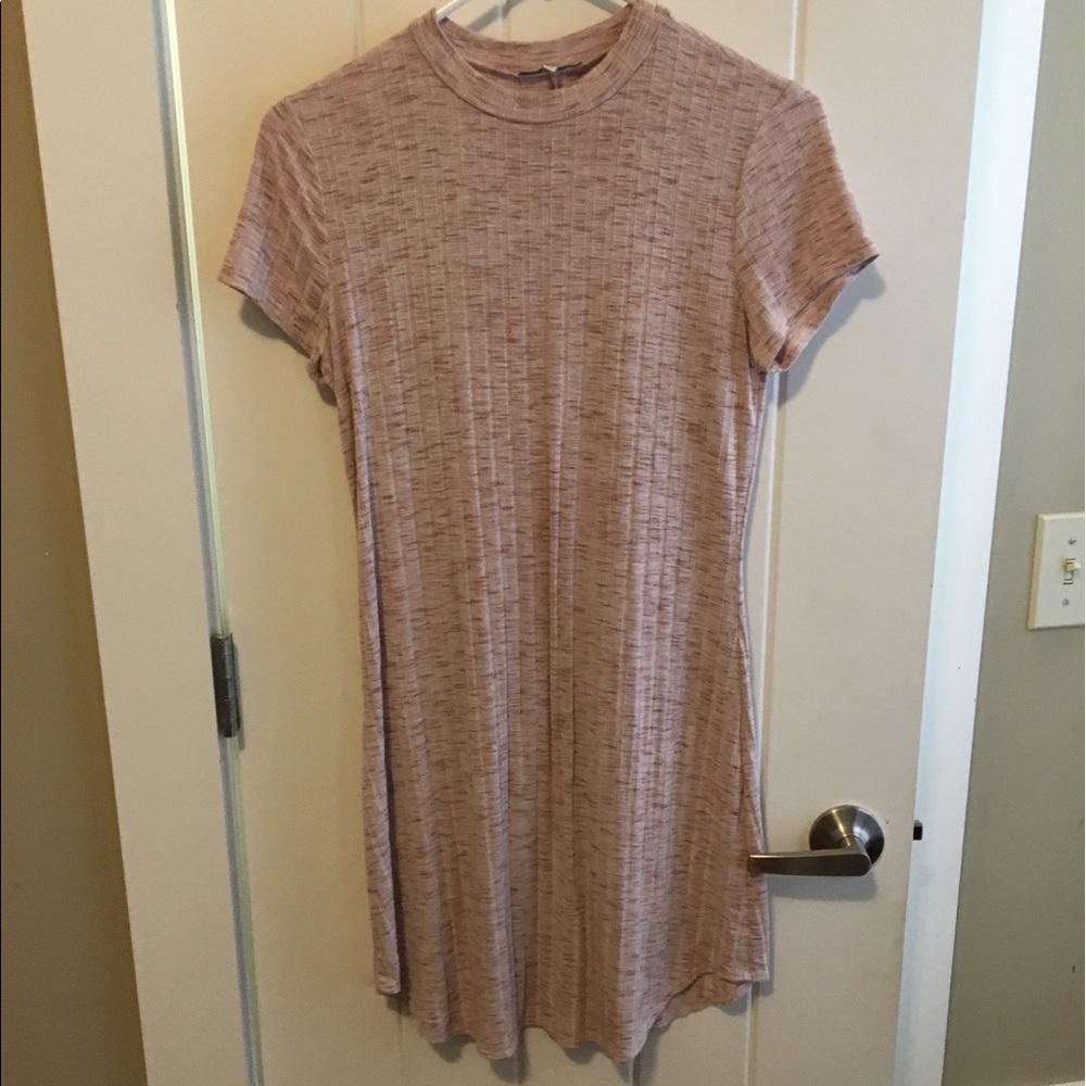 Muted pink ribbed heather Tshirt dress