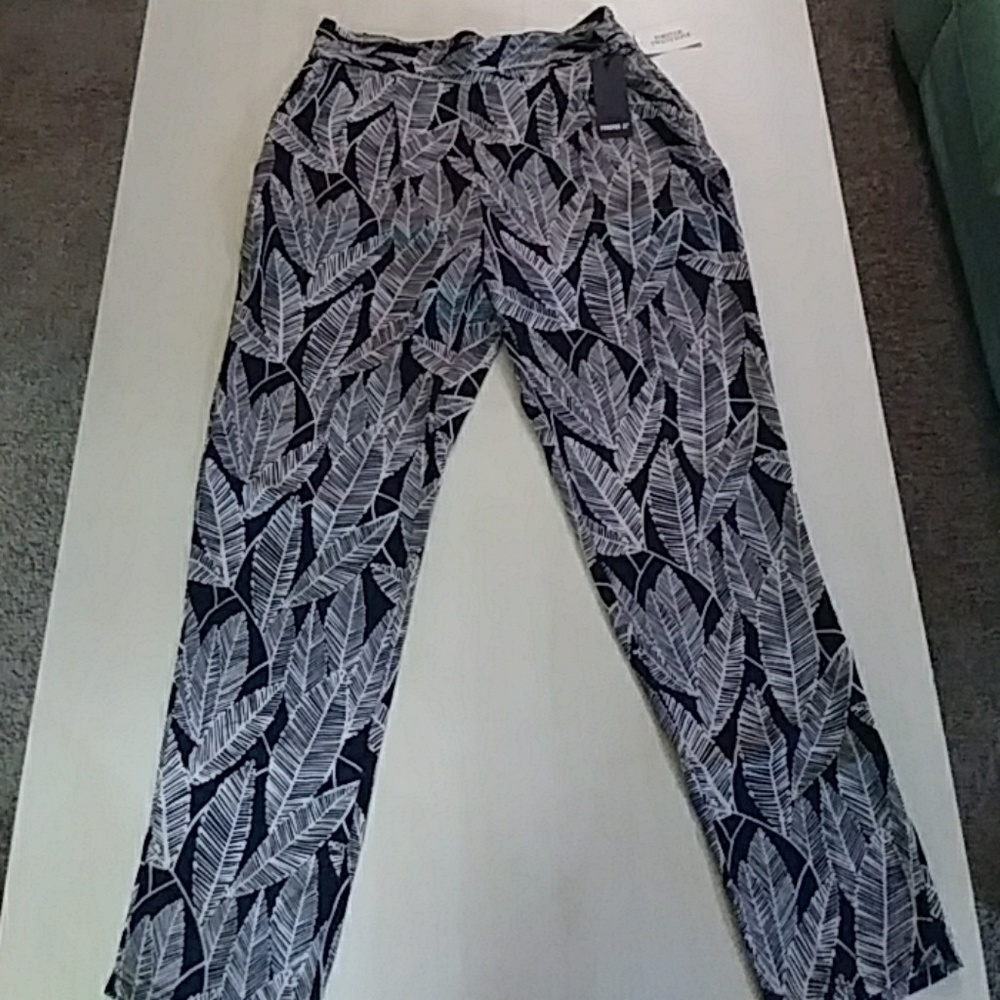 Palm tree printed straight leg pants