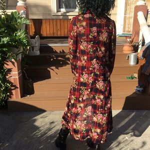 Versatile Plaid + Floral sheer jacket/cover/dress