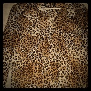 Sheer long sleeve leapord blouse